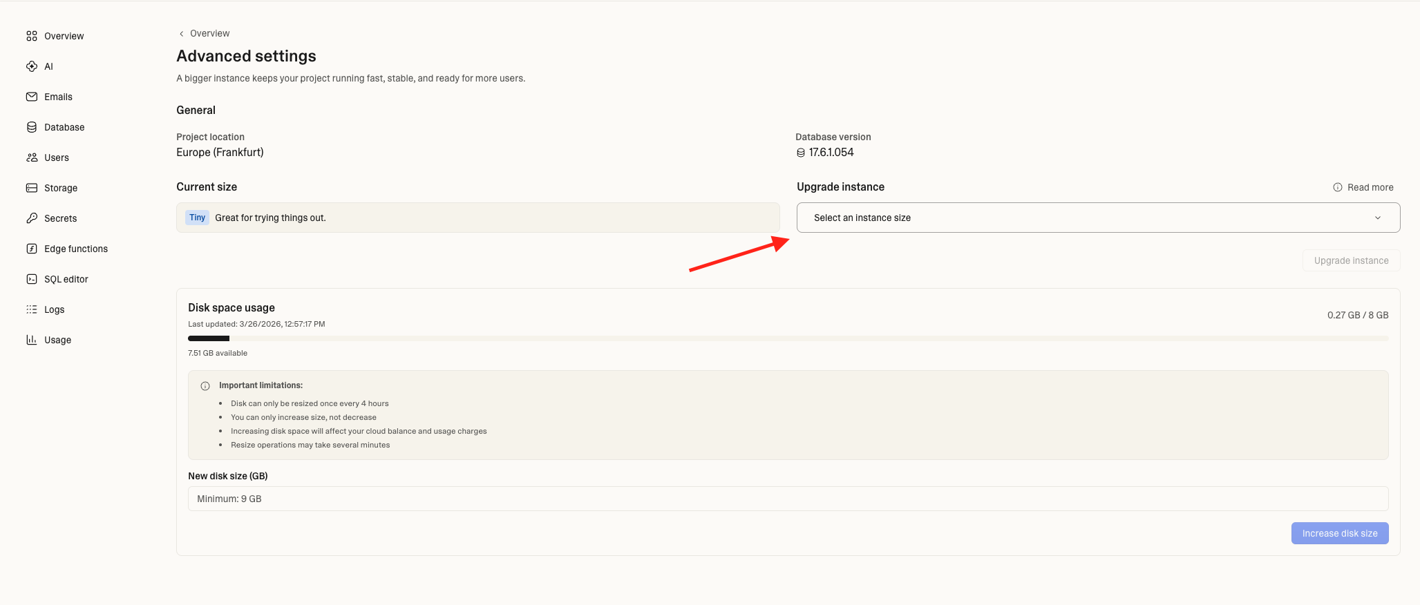 Advanced Settings - click the dropdown