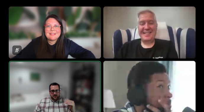 The room on Casual Wednesday: Carol, Mark, Michael and Andrew
