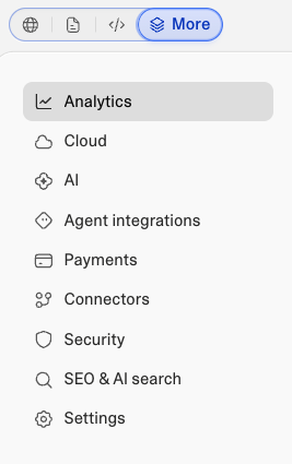 The More menu in the top bar, September 2026