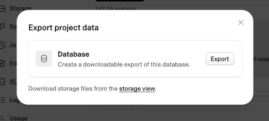 The export modal