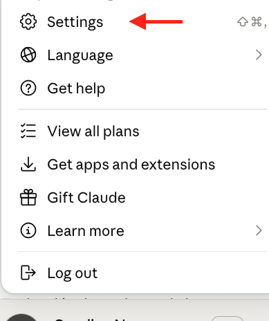 Profile menu - click Settings
