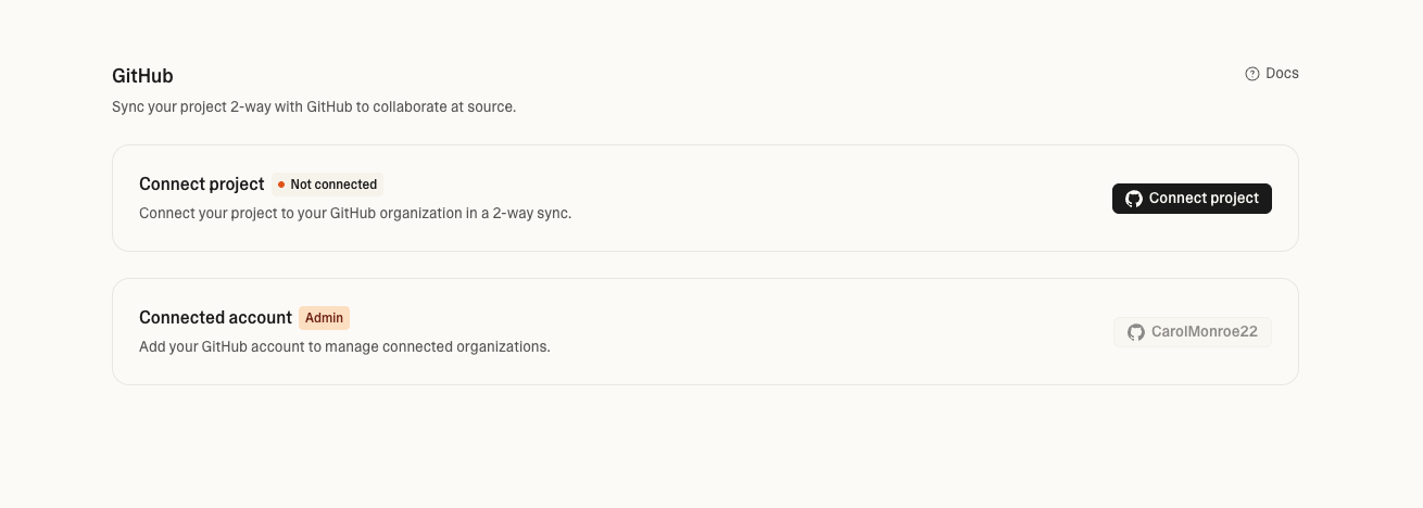 GitHub settings